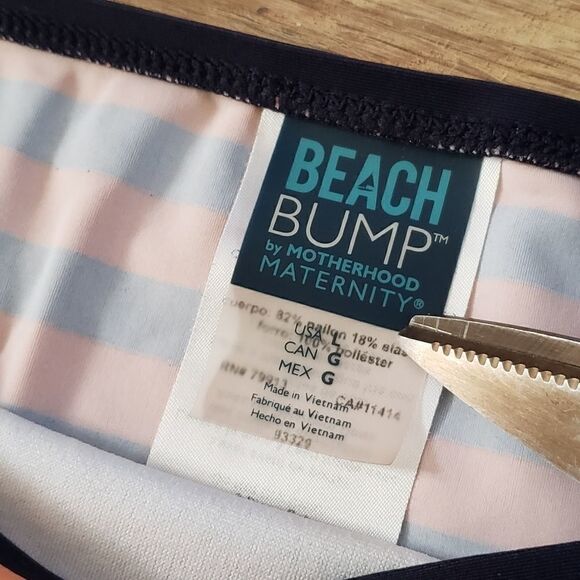Beach Bump by Motherhood Maternity Navy Stripe Bikini Bottom Size Large - Picture 10 of 11